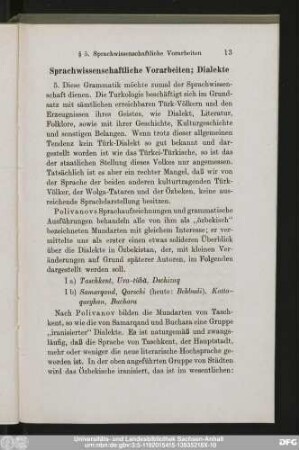 Sprachwissenschaftliche Vorarbeiten; Dialekte