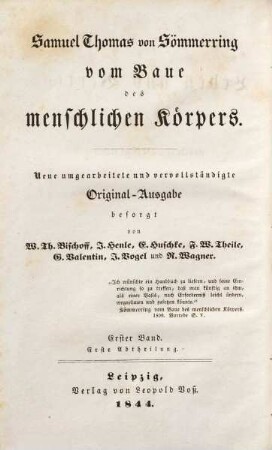 Vom Baue des menschlichen Körpers, 1. Samuel Thomas von Sömmerring's Leben und Verkehr mit seinen Zeitgenossen, 1. Briefe berühmter Zeitgenossen an Sömmerring