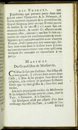 Maximes Du Grand Duc de Moscovie.