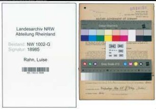 Entnazifizierung Luise Rahn, geb. 29.02.1892 (Wirtschafterin)