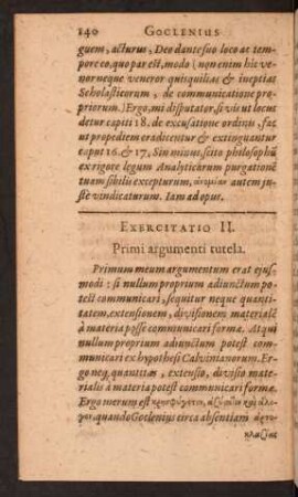 Exercitatio II. Primi argumenti tutela.