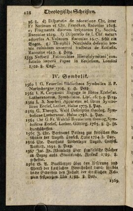 128-139, IV. Symbolik. - VII. Mystische Theologie.