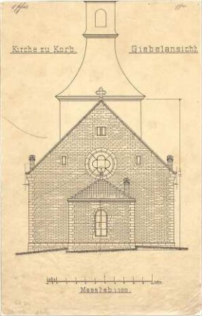 Dolmetsch, Heinrich; Korb; Ev. Pfarrkirche, Restaurierung - Giebel (Ansicht)