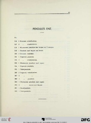 Pendules enz. (Nr. 356-372)