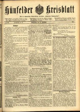 Ausgabe vom Donnerstag, den 24. September 1914.