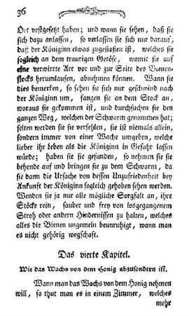 Das vierte Kapitel. Wie das Wachs von dem Honig abzusondern ist