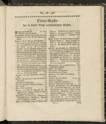 Drittes Register der in diesem Buche vorkommenden Sachen