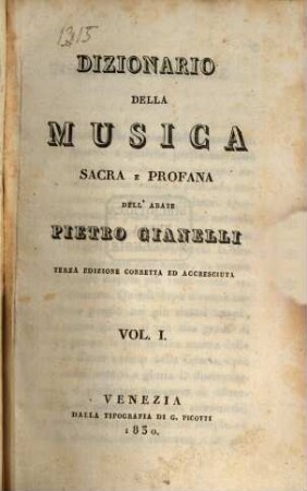 Dizionario della musica sacra e profana. 1