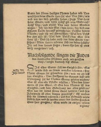 Nachfolgende singen die Juden den hundertsten Psalmen ...