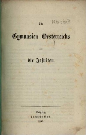 Die Gymnasien Oesterreichs und die Jesuiten
