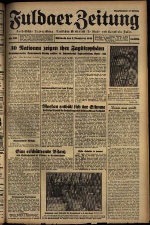 Erste Ausgabe vom Mittwoch, den 03. November 1937.