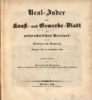 Kunst- und Gewerbeblatt des Polytechnischen Vereins für das Königreich Bayern. [32, a]