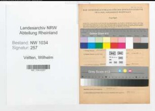 Entnazifizierung Wilhelm Velten , geb. 02.10.1914 (Stabsoberstueckmeister)