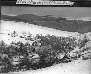Ortsansicht mit Kirche, Schule und Brauhaus