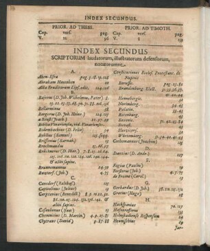 Index Secundus Scriptorum laudatorum, illustratorum defensorum, notatorumve