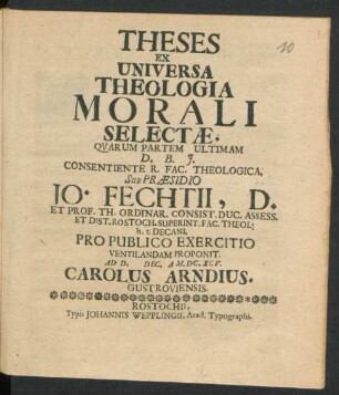 Theses Ex Universa Theologia Morali Selectae