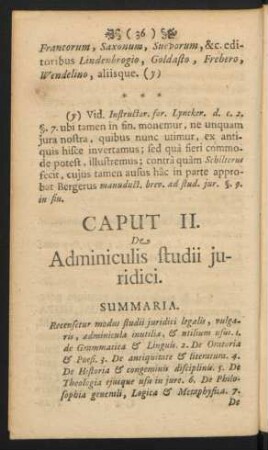 Caput II. De Adminiculis studii juridici