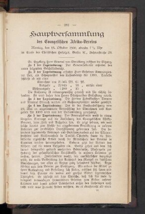 Hauptversammlung des Evangelischen Afrika-Vereins