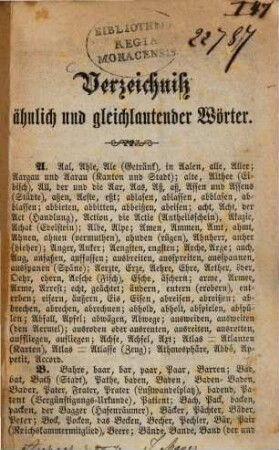 Verzeichniß ähnlich und gleichlauten der Wörter