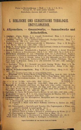 Lager-Verzeichnis ..., 39. Theologie
