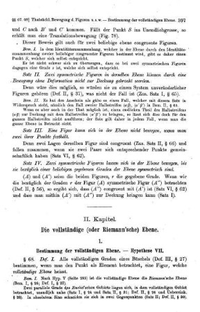 II. Kapitel. Die vollständige (oder Riemann'sche Ebene).