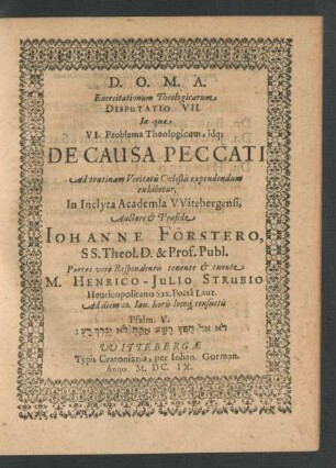 Exercitationum Theologicarum Disputatio VII.