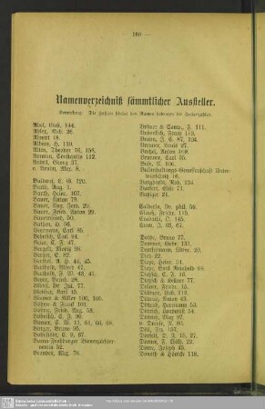 Namenverzeichniß sämmtlicher Aussteller