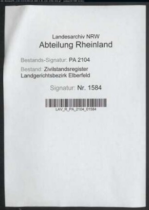 Geburtsregister Gräfrath