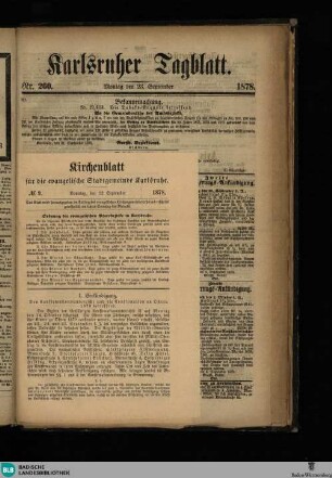 Karlsruher Tagblatt, Kirchenblatt für die evangelische Stadtgemeinde Karlsruhe No.9