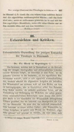 497-536 Uebersichtliche Darstellung des jetzigen Zustandes der Theologie in Dänemark