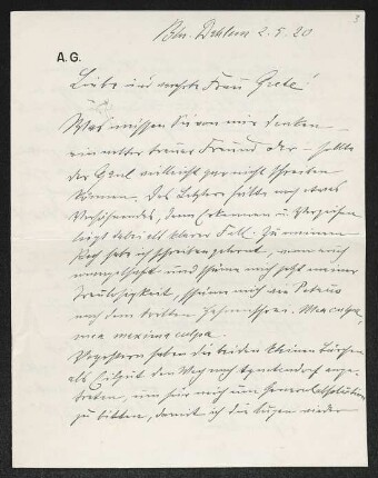 Brief von August Gaul an Margarete Hauptmann