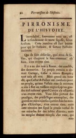 Pirronisme De L'Histoire