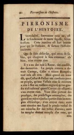 Pirronisme De L'Histoire