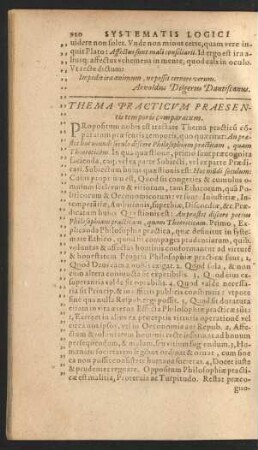 Thema Practicum Praesentis temporis comparatum