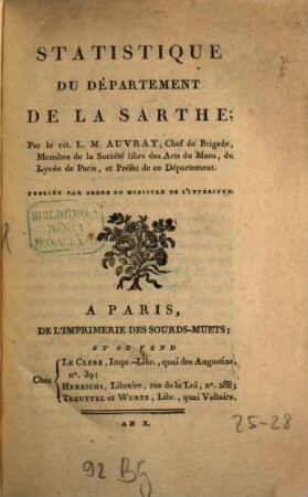 Statistique du departement de la Sarthe