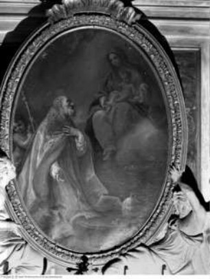 Altar des heiligen Papstes Leo, Der heilige Leo vor der Madonna kniend