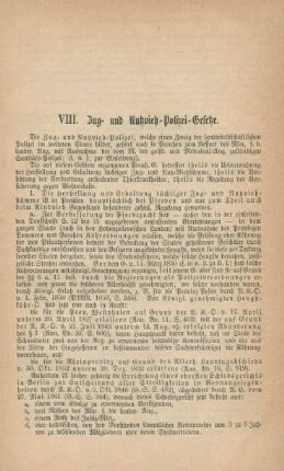 VIII. Zug- und Nutzvieh-Polizei-Gesetze