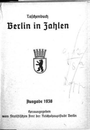 1938: Berlin in Zahlen : Taschenbuch
