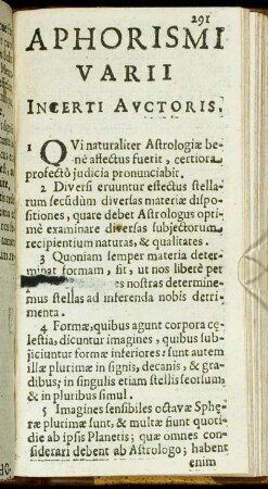 Aphorismi Varii Incerti Auctoris.
