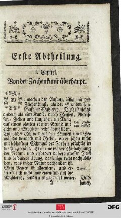 I. Kapitel: Von der Zeichenkunst ueberhaupt