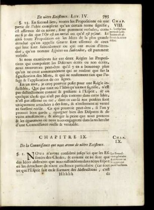 Chapitre IX. De la Connoissance que nous avons de nôtre Existence