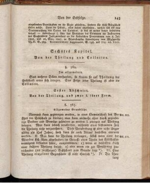 Sechstes Kapitel. Von der Theilung und Collation