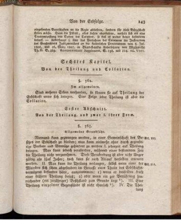 Sechstes Kapitel. Von der Theilung und Collation