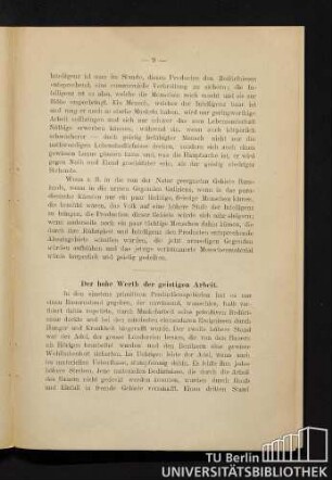 Der hohe Werth der geistigen Arbeit
