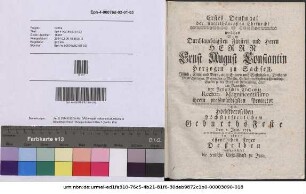 Erstes Denkmaal der unterthänigsten Ehrfurcht welches Dem Durchlauchtigsten Fürsten ... Ernst August Constantin Herzogen zu Sachsen ... der Jenaischen Akademie Rectori Magnificentissimo ... an Höchstderoselben ... GeburthsFeste den 2. Jun. 1751. in einer öffentlichen Feyer Desselben aufgerichtet die teutsche Gesellschaft zu Jena