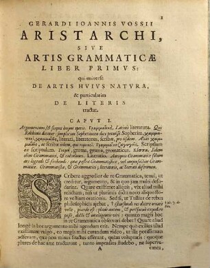 Gerardi Ioannis Vossi Aristarchvs, Sive De Arte Grammatica Libri Septem : Quibus censura in Grammaticos praecipuè veteres exercetur; caussae Linguae Latinae eruuntur; Scriptores Romani illustrantur, vel emendantur