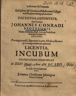 Incubum Disputationi Inaugurali