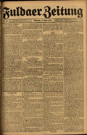 Ausgabe vom Mittwoch, den 14. April 1920.
