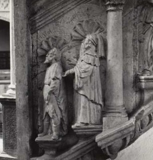 Detail der Treppenbrüstung: Die Propheten Malachias und Zacharias