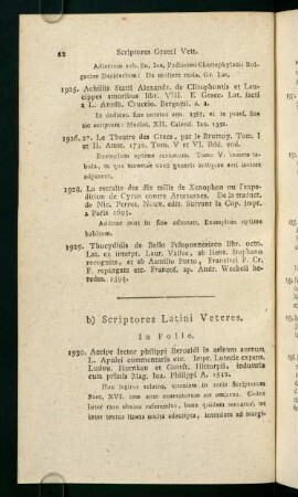 b) Scriptores Latini Veteres